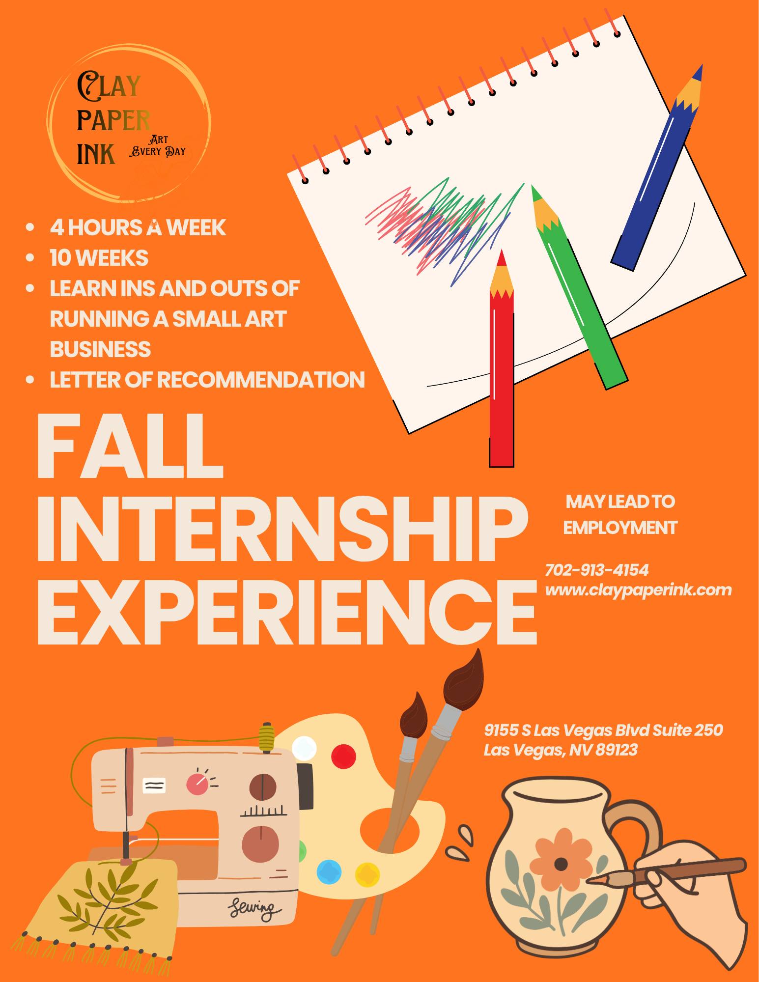 Clay Paper Ink Fall Internship Experience flyer